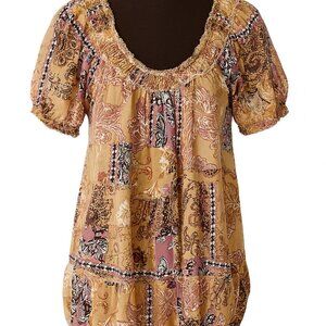 Cato Pink & Cream Boho Floral Blouse – Plus Size 22/24, 100% Rayon